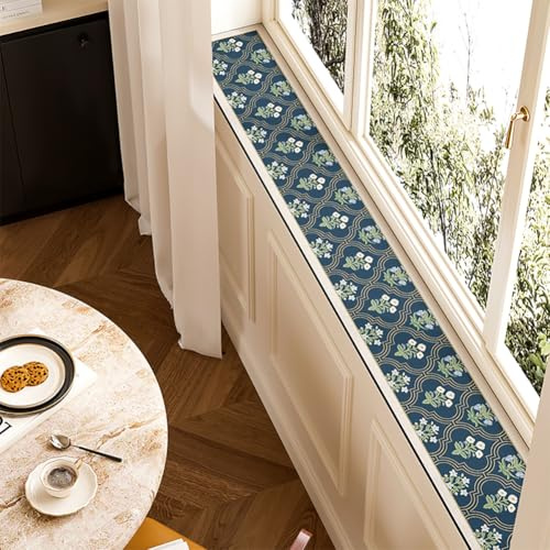 QHanky Window Sill Mat,10x60cm Diatomaceous Earth Absorbent Mat With Rubber Backed,Non Slip Cushion For Windowsill,Quick Drying Cuttable Pad,Easy To Clean,for Hallway Bedroom Home (Multicolour A)