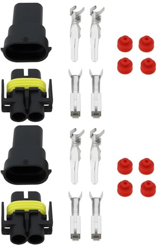 YINETTECH 2Sets 2-Pin Männlich Weiblich Anschlüsse mit Terminals Geeignet Für Die Meisten H11 H9 H8 Scheinwerfer