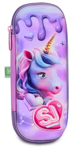 SJ GANG STYLE JAM GANG Portapenne Scuola 3D PIXIE UNICORN, Rosa, Scocche rigide con unicorno in rilievo, Scomparto interno per cancelleria, Accessori Zaino, Scuola elementare, Bambina