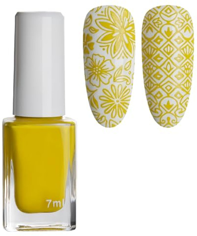 Printed Nail Polish,Gel Nail Polish,Quick Dry Nail Varnish,Long-Lasting&Chip-Resistant Gel Nail Polish,Fast Drying Nail Polish for Women,Nail Varnish Gel for DIY Nail Art,Shiny&Smooth Finish(Yellow)