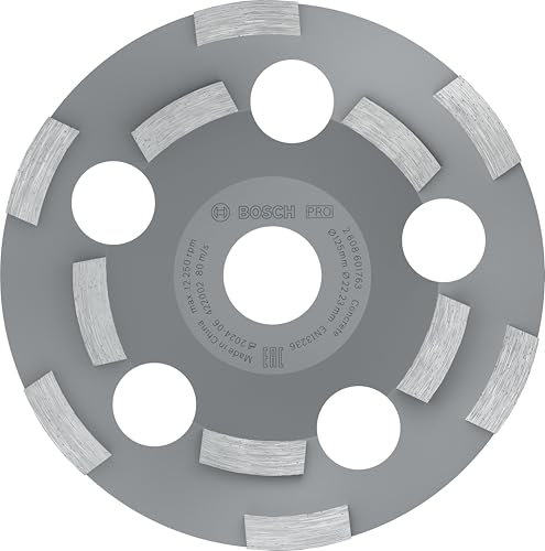 Bosch 1x PRO Abrasive Diamantschleifköpfe für 22,23‑mm-Bohrung und Betonschleifer (für Kalk- und Sandsteine, Ziegelstein, Ø 125 mm, Professional Zubehör Betonschleifer)
