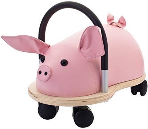 Wheely Bug Ferkel klein, kleines Holzschwein auf Rollen mit Griff, ultimatives cooles Rutschauto, Spaß Car - Auto für jedes Kind