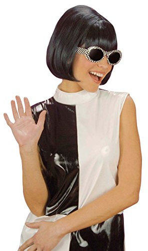 NET TOYS Schwarze Pagenkopf Perücke für Damen schwarz 60er 70er Jahre Partyperücke Bob