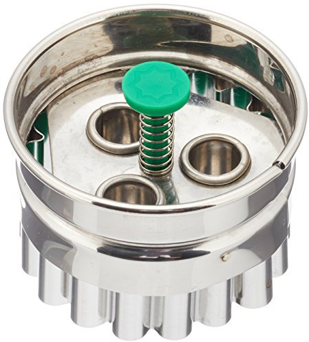 Städter 954053 Linzer 3- Loch Ausstecher mit Auswerfer klein, Edelstahl, Silber/grün, 4,8 x 4,8 x 4,8 cm