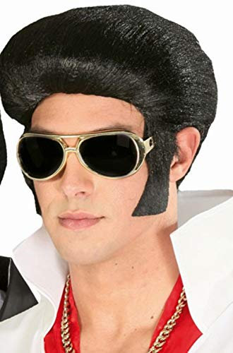 FIESTAS GUIRCA Perücke Elvis mit Sockel, Farbe: Schwarz, 4855
