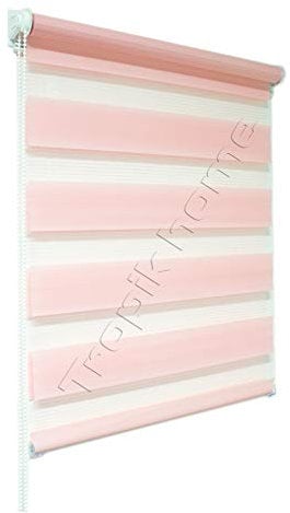 Pink Day and Night Zebra/Vision Window Roller Blind, Choice of 16 Width Sizes, 58.5cm wide x 150cm drop