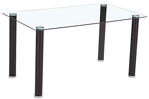 HomeSouth duehome Mesa de Comedor Negra, Mesa de Cristal para Cocina, Medidas Mesa Moderna salón: 140 cm Largo x 80 cm Ancho x 75 cm Alto