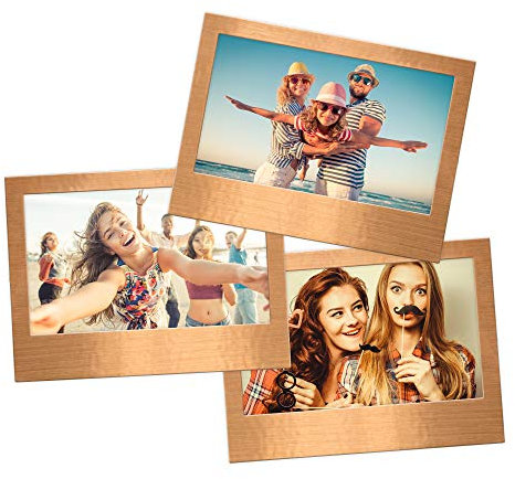 Shot2go Pack of 3 Magnetic Photo Fridge Frames 4x6 Copper Metallic