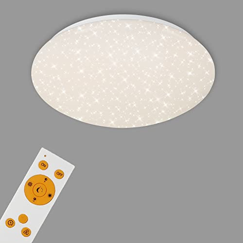 Briloner Leuchten – LED Deckenleuchte Dimmbar, inkl. Fernbedienung, Farbtemperatursteuerung, Deckenlampe 15 Watt, 1300 Lumen, Durchmesser 28 cm, Weiß