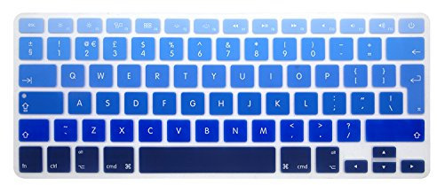 MMDW EU/UK Silicone Keyboard Cover for Macbook Pro 13 Inch,15 Inch (with or without Retina Display,2015 or Older Version) for Macbook Old Air 13 Inch,Ombre Blue