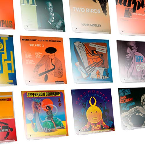 Hudson Hi-Fi LP Vinyl Record Wall Display Shelves - Display Your Daily Listening in Style - Clear Acrylic - 12 Pack