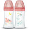 DODIE Lot De 2 Biberons Anti-Colique Sensation+ (2x270 ML) - Tétine Plate, Débit 2, Sans BPA - 0-6 Mois â€“ Rose Jardin