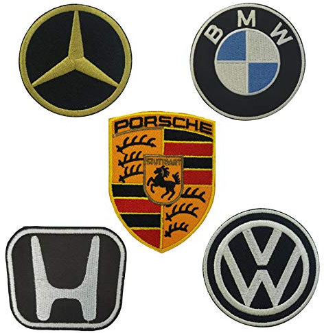 Iron-on Patches,Iron or Sewing-on Clothes Embroidery Applique for Jeans Clothes Jacket Backpack 5 pcs car Logo
