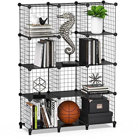 HOMIDEC 12 Cube Wire Storage Shelves, Multifunctional DIY Wire Fence Wardrobe Closet Cabinet Bookcase Bookshelf Perfect for Office/Livingroom/kitchen/Bathroom