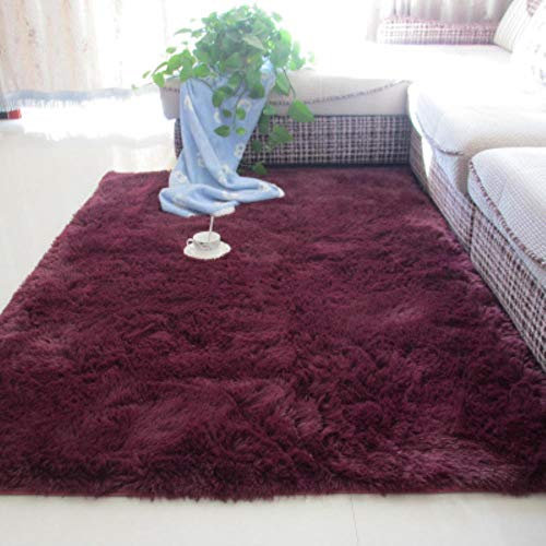 DAERG Thickened washed silk hair non-slip carpet living room coffee table blanket Bedroom bedside mat yoga rugs solid color plush rug,2,160x200cm
