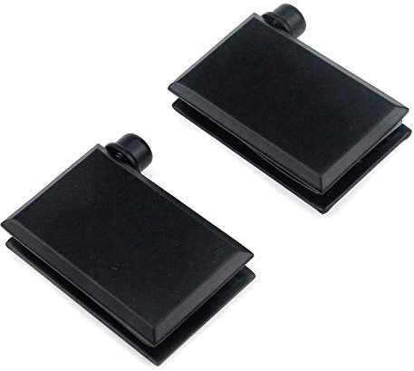Quluxe Zinklegierung, Glas-Türscharnier, mit Klemme, Set für 5–8 mm Glastüren, oben und unten Schaft, Schwarz (2 Stück)