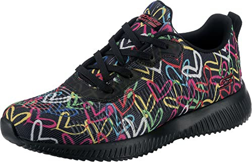 Skechers Damen Bobs Squad Starry Love Sneaker, Black And Multi Engineered Knit, 41 EU