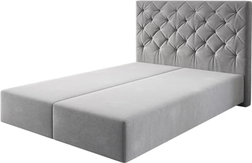 DELIFE Boxspringgestell Dream-Great Mikrofaser Grau 140x200 cm