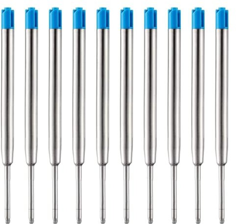 MengRan 3.9'' Ballpoint Ink Pen Refills for Click Pens,1 mm Medium Tip,Compatible with Parker Pen Refill (Pack of 10) (Blue Ink)