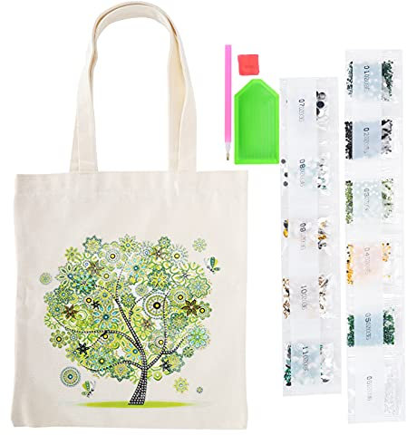 Zerodis DIY Diamond Painting Einkaufstasche, Wiederverwendbare Diamond Painting Einkaufstasche Stoff Leder Einkaufstasche(BB001)