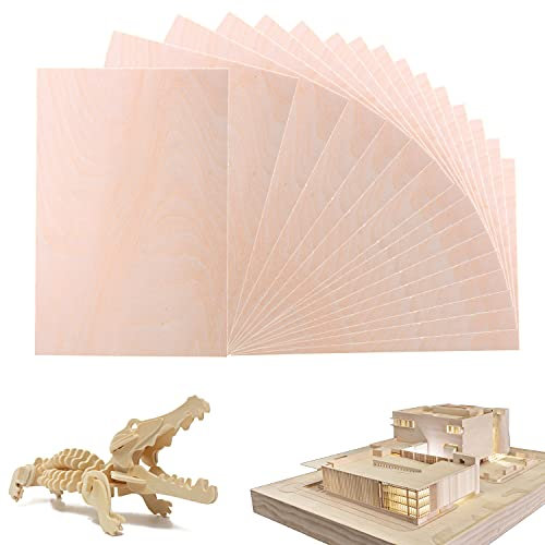 Lindenholzplatten, 0,6 x 20,3 x 30,5 cm, unlackiert, dünne Sperrholzplatten für Bastelarbeiten, 20 Stück