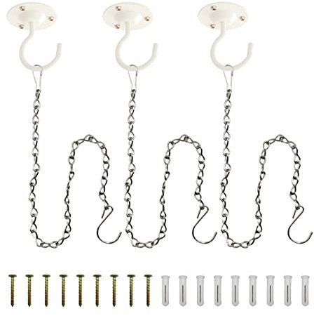 NACETURE 3 Pack Ceiling Hooks for Hanging Plants with Hanging Chain - Wall Hook Metal Plant Bracket Iron Lanterns Hangers for Wind Chimes, Planters