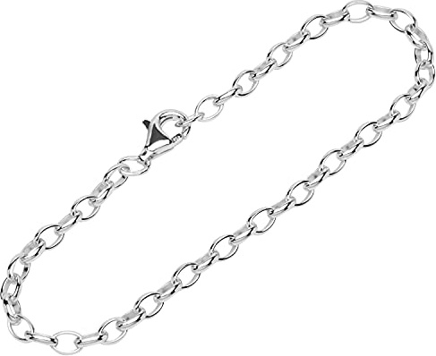 NKlaus Damen-Armband 19cm aus 925 Silber, ovale Erbskette | Feine Designer-Armbandkette