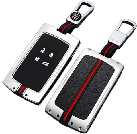 Otai Alliage de Zinc Car Flip Key Case Cover Keychain pour 2016 – 2024 Koleos Kadjar Megane Clio Captur Kangoo 4 Boutons (Argent)