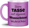 Glitzertasse selbst gestalten - mit Text Personalisieren - Geschenk für Familie, Freunde, Frauen, Glitter - Hochwertige Keramik Lila - Mittig gegenüber vom Henkel Bedruckt