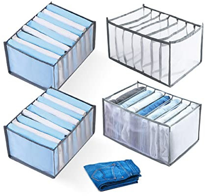 Hillylolly Aufbewahrungsbox Jeans Organizer, Jeans Organizer, Aufbewahrung Jeans Box, Jeans Kleiderschrank 7/9 Zellen zum Aufbewahren von Jeans (Grau)