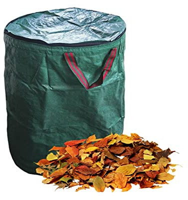 ZXCVW Lot de 1 grand sac à déchets de jardin avec couvercle, 60 L, 100 L, 106 L, 120 L, 272 L, 300 L, 400 L, 500 L - Grand sac de jardin avec poignées - Sacs poubelle imperméables et réutilisables