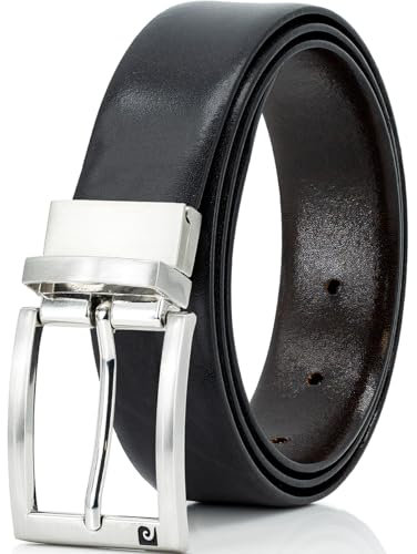 Pierre Cardin Leder-Gürtel Herren 35 mm Rindledergürtel schwarz braun, Farbe/Color:schwarz, Size US/EU:Bundweite 95 cm Gesamtlänge 110 cm W 37.5 L