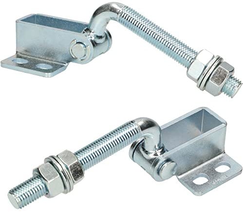 KOTARBAU® Set di 2 cerniere regolabili M16, curve, 180 gradi, la soluzione perfetta per qualsiasi impianto di cancello zincato regolabile
