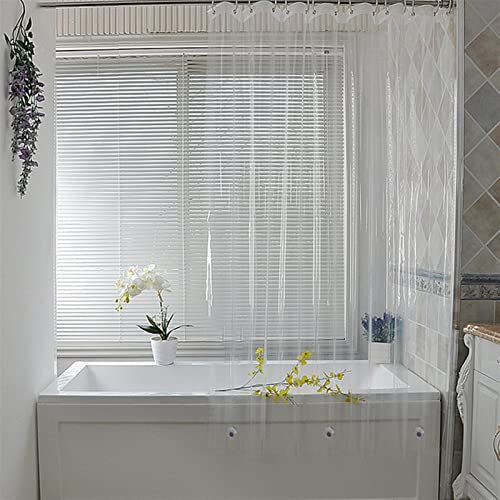 Tikoch Rideau de douche en plastique transparent avec crochets Blanc 90 x 200 cm
