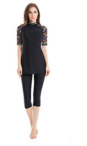 BlueSnow Rash Guard Beachwear Bescheidene Bademode für Damen Kurzarm-Badeanzug Burkini-Modest-Kostüm Übergröße