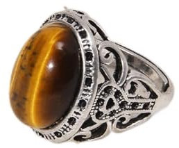 YANQSHM Ring Verstellbar,Vintage Verstellbare Ringe Tigerauge Stein Natürliche Offene Kristallringe Durchbrochene Blume Punk Reiki Balance Fingerringe Schmuck Hochzeitsgeschenk Für Damen Männer