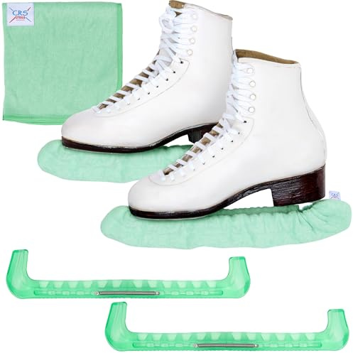 CRS Cross Juego de Regalo de Protectores de Patinaje, remojo y Toalla, Protectores de Patinaje sobre Hielo y Cubiertas Suaves para Patines artísticos o Hockey (Menta, Mediano)