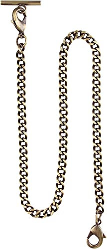 Gold/Silver Pocket Watch14 Inch Chain with Twisted Thick & T Bar & Lobster Clasps Watch Chain Link Vest for Your Pocket Watch, WP104-bronze