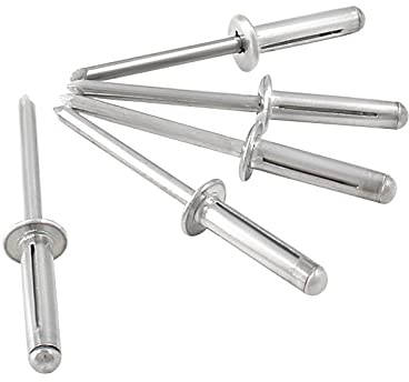 Kyuionty 60 rivetti a soffietto a 3/16 x 7/8, rivetti a testa larga in alluminio (argento)