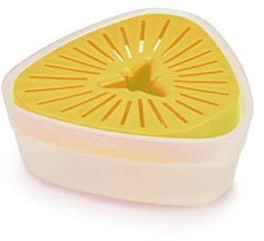 Joseph Joseph Duo Manual Citrus Juicer with reversible lid for compact storage, Orange and Lemon Squeezer, Light Yellow