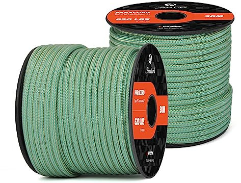 Abma Cord Paracord 620 lbs 4mm 9 Kern-Strängen 100% Nylon 30M - Turquoise & Gold