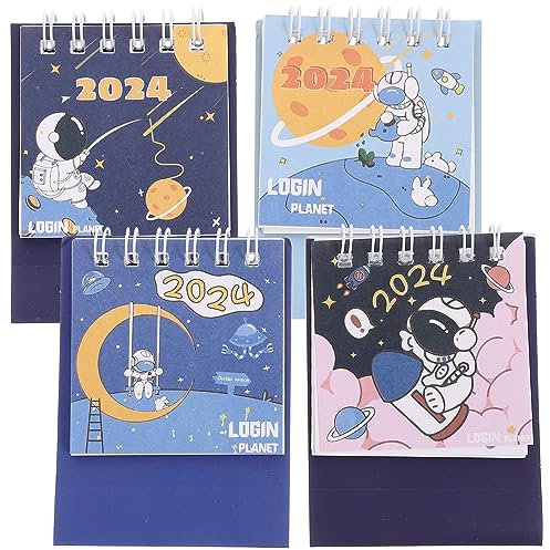 Operitacx 4 Stück Hausbedarf Mini-flip-kalender Schreibtischplaner 2024 Neujahrskalender 2024 Standkalender Memokalender 2024 Mini-monats-tischkalender Papier Büro Haushalt Rote Rose