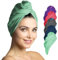 Fit-Flip Haarturban Mikrofaser - 1 Stück Haarhandtuch mit Knopf - schnelltrocknend und saugstark - Microfaser Kopf Turban - Haar Handtuch (Mint)