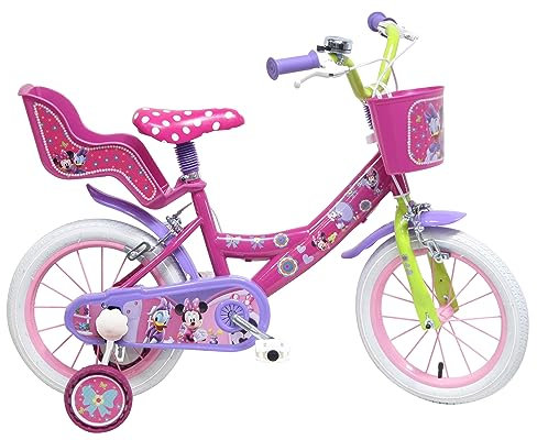 albri Bambina da 14 Pollici, Bicicletta Disney Minnie, Rosa