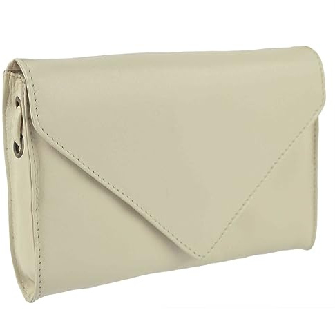 Gigi Damen Clutch, weich, klassisch, Leder, mit Schulterriemen, elfenbeinfarben, elfenbeinfarben, Einheitsgröße