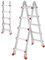 Escaleras Plegables Aluminio, Escalera Plegable, Escalera telescópica, Extensible en 4x5 (10+10 escalones) 5,10 Metros desplegada y 2,55 Metros en Tijera, válida hasta 150 kgs. con Normativa EN131