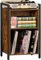 YAHARBO Support de Tourne-Disque à 3 Étagères Marron Avec Rangement, Plateau Tournant Vintage Pour Jusqu'à 100 Albums, Table Avec Poignée Pour Salon, Chambre