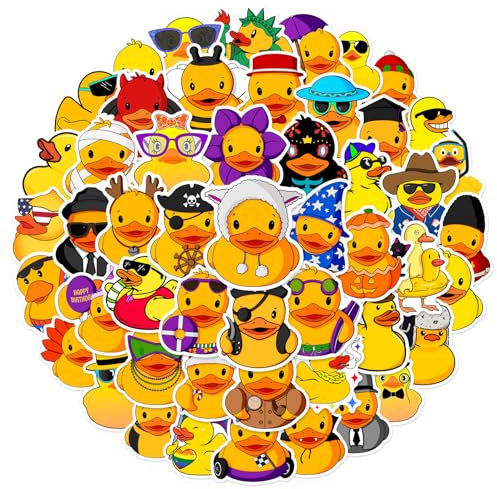 KOWASO 50 pièces Canard jaune autocollants décalcomanies pour bouteille d'eau ordinateur portable bagages voiture vélo vélo étanche vinyle autocollants Pack