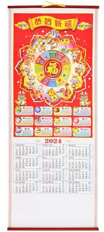 Chinesischer Kalender 2024 Jahr des Drachen Chinesisches Neujahr Kalenderrolle Chinesisches Mondneujahr Wandkalenderrolle Drachenkalender 2024 Chinesischer Neujahrskalender