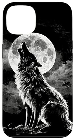 Heulender Wolf vor dem Mond Hülle für iPhone 13